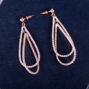 NWT 18k Rose GOLD PLATED Diamond Luxury Earrings